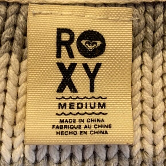 Roxy Women's Sweater Medium Striped Knit Gray & White Long Sleeve Scoop Neck - Picture 7 of 9